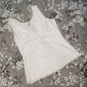 Venus White v-neck lace top, Small
